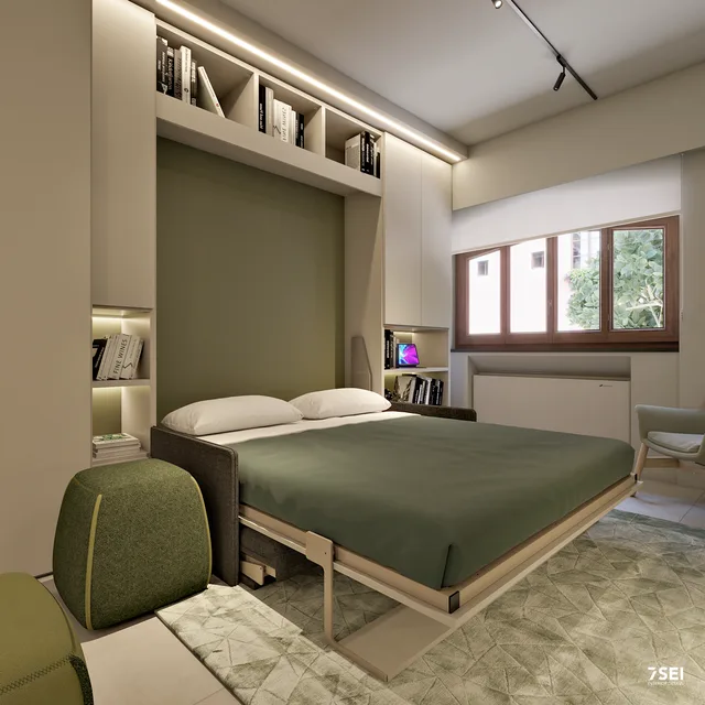 Monolocale Azuni C — Scena Letto Aperto